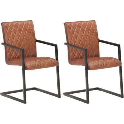 VidaXL Vintage Bruin Lederen Eetkamerstoel - Eetkamerstoel VidaXL Vintage Bruin Lederen Eetkamerstoel - Eetkamerstoel