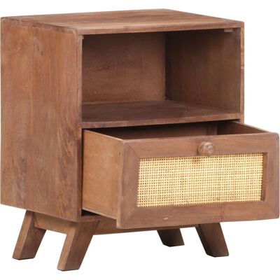 Mesita de noche vidaXL 40x30x50 cm Madera de mango maciza Marrón - Mesita de Noche Mesita de noche vidaXL 40x30x50 cm Madera de mango maciza Marrón - Mesita de Noche