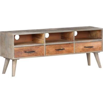 vidaXL 321805 Meuble TV en Mango Gris - TV Cabinet - Publicité vidaXL 321805 Meuble TV en Mango Gris - TV Cabinet - Publicité