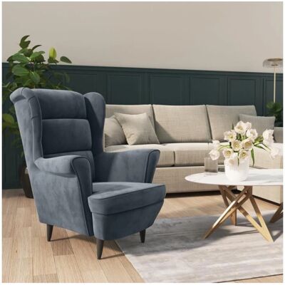 vidaXL Fauteuil Velours Gris Foncé - Armchair vidaXL Fauteuil Velours Gris Foncé - Armchair