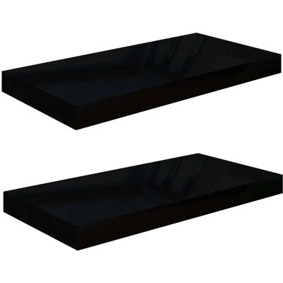 vidaXL 2 zwevende wandplanken Hoogglans Zwart 50x23x3.8 cm MDF - Wandplank vidaXL 2 zwevende wandplanken Hoogglans Zwart 50x23x3.8 cm MDF - Wandplank