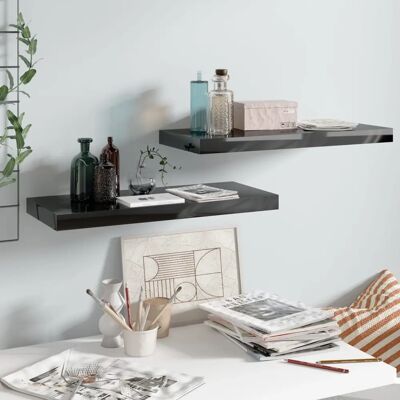 vidaXL 2x Schweberegale Hochglanz Schwarz - Wandregale vidaXL 2x Schweberegale Hochglanz Schwarz - Wandregale