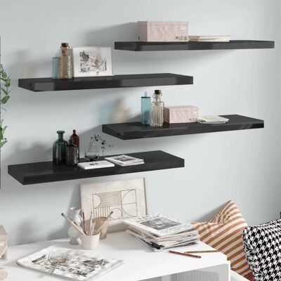 vidaXL Nova - 4 Mensole a Muro Fluttuanti Nere - 80x23.5x3.8 cm - Mensole vidaXL Nova - 4 Mensole a Muro Fluttuanti Nere - 80x23.5x3.8 cm - Mensole