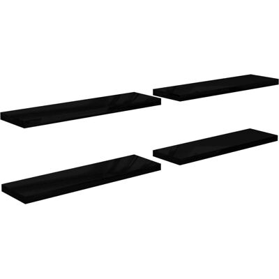 vidaXL 4x Wandplanken Hoogglans Zwart - Wandplanken vidaXL 4x Wandplanken Hoogglans Zwart - Wandplanken