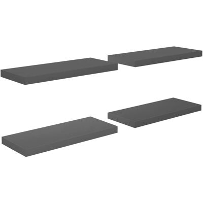 vidaXL Model 60x23.5x3.8 cm Glanzende Grijze Wandplanken - Wandplanken vidaXL Model 60x23.5x3.8 cm Glanzende Grijze Wandplanken - Wandplanken