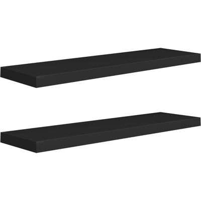 vidaXL 2x Mensole sospese nere 90x23.5x3.8 cm MDF vidaXL 2x Mensole sospese nere 90x23.5x3.8 cm MDF