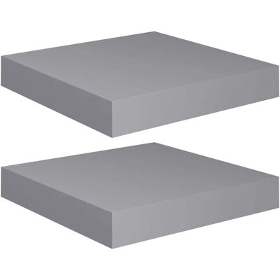 vidaXL Grijze MDF Zwevende Wandplanken Set van 2 - Wandplanken vidaXL Grijze MDF Zwevende Wandplanken Set van 2 - Wandplanken