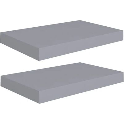 vidaXL 2x Zwevende Wandplanken Grijs - Wandplanken vidaXL 2x Zwevende Wandplanken Grijs - Wandplanken
