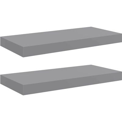 vidaXL 2x Étagères Murales Flottantes Gris 50x23x3.8 cm MDF - Publicité vidaXL 2x Étagères Murales Flottantes Gris 50x23x3.8 cm MDF - Publicité