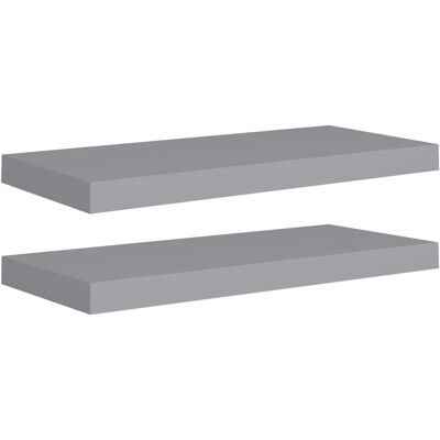 vidaXL 2x Zwevende Wandplanken Grijs 60x23.5x3.8 cm MDF - Wandplanken vidaXL 2x Zwevende Wandplanken Grijs 60x23.5x3.8 cm MDF - Wandplanken