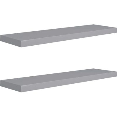 vidaXL 2x Schwebende Wandregale Grau 90x23,5x3,8 cm MDF Anzeigeregale vidaXL 2x Schwebende Wandregale Grau 90x23,5x3,8 cm MDF Anzeigeregale