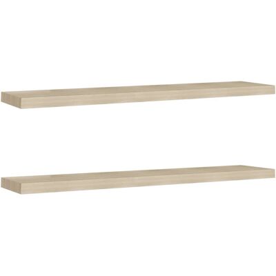vidaXL Eiken zwevende muurplanken Set van 2 MDF Metaal vidaXL Eiken zwevende muurplanken Set van 2 MDF Metaal