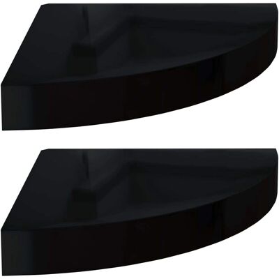 vidaXL 2x Floating Corner Shelves High Gloss Black - 25x25x3.8 cm MDF vidaXL 2x Floating Corner Shelves High Gloss Black - 25x25x3.8 cm MDF