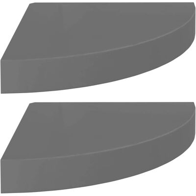 vidaXL 2x Étagères d'angle flottantes Haute Brillance Gris - Étagères d'angle - Publicité vidaXL 2x Étagères d'angle flottantes Haute Brillance Gris - Étagères d'angle - Publicité