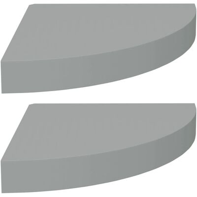 vidaXL 2x Floating Corner Shelves Grey - Shelves vidaXL 2x Floating Corner Shelves Grey - Shelves