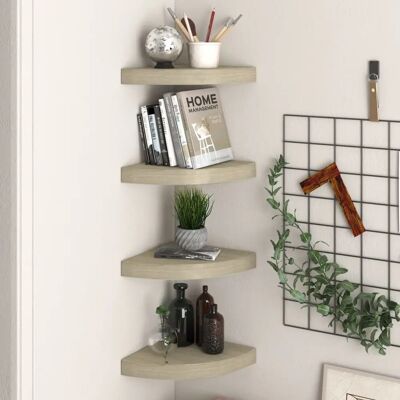 vidaXL 4 kappaletta Kulmahyllyjä Tammi 25x25x3.8 cm MDF - Kulmahyllyt vidaXL 4 kappaletta Kulmahyllyjä Tammi 25x25x3.8 cm MDF - Kulmahyllyt