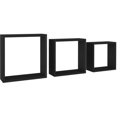 vidaXL Étagères cubes murales 3 pcs MDF noir - Étagères murales - Publicité vidaXL Étagères cubes murales 3 pcs MDF noir - Étagères murales - Publicité