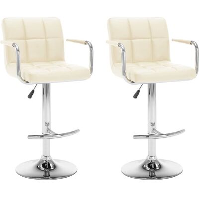 vidaXL Barhocker 2 Stück Creme Kunstleder - Bar Stools vidaXL Barhocker 2 Stück Creme Kunstleder - Bar Stools