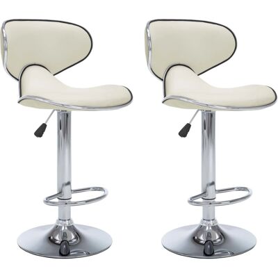 vidaXL 2 Stück Cremfarbene Kunstleder Barhocker - Barhocker vidaXL 2 Stück Cremfarbene Kunstleder Barhocker - Barhocker