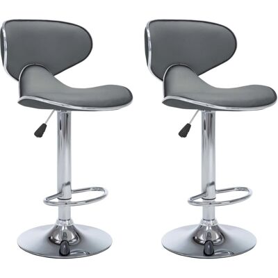 vidaXL Barhocker 2 Stück Grau Kunstleder vidaXL Barhocker 2 Stück Grau Kunstleder