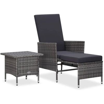 vidaXL Gartenset - Grau, 2 Stück, Kissen & Couchtisch vidaXL Gartenset - Grau, 2 Stück, Kissen & Couchtisch