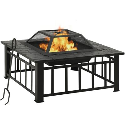 vidaXL Gartengrill mit Poker Stahl-Feuerkorb vidaXL Gartengrill mit Poker Stahl-Feuerkorb