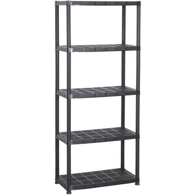 Scaffale di stoccaggio vidaXL a 5 livelli in plastica nera - Scaffale di esposizione Scaffale di stoccaggio vidaXL a 5 livelli in plastica nera - Scaffale di esposizione