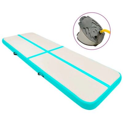 vidaXL Aufblasbare Turnmatte mit Pumpe 400x100x15 cm PVC Grün - Turnmatte vidaXL Aufblasbare Turnmatte mit Pumpe 400x100x15 cm PVC Grün - Turnmatte