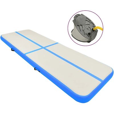 vidaXL Aufblasbare Gymnastikmatte mit Pumpe - 500x100x15 cm PVC Blau - Übung vidaXL Aufblasbare Gymnastikmatte mit Pumpe - 500x100x15 cm PVC Blau - Übung