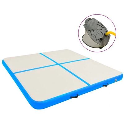 vidaXL Aufblasbare Turnmatte mit Pumpe 200x200x10 cm PVC Blau - Turnmatte vidaXL Aufblasbare Turnmatte mit Pumpe 200x200x10 cm PVC Blau - Turnmatte