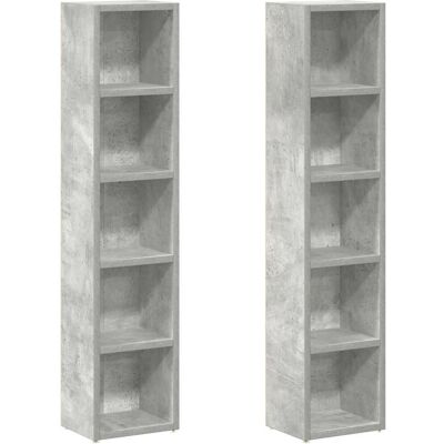 vidaXL 2x CD Schränke Beton Grau Kompakte Aufbewahrung - CD Schrank vidaXL 2x CD Schränke Beton Grau Kompakte Aufbewahrung - CD Schrank