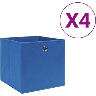 vidaXL 4 boîtes de rangement en tissu non tissé bleu - Publicité vidaXL 4 boîtes de rangement en tissu non tissé bleu - Publicité