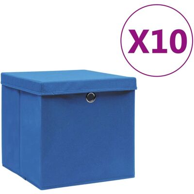 vidaXL 10x Opbergdozen met deksels Blauw - Opbergdozen vidaXL 10x Opbergdozen met deksels Blauw - Opbergdozen