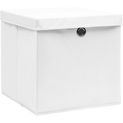 vidaXL Aufbewahrungsboxen mit Deckeln 10 stk 28x28x28 cm Weiß - Storage Boxes vidaXL Aufbewahrungsboxen mit Deckeln 10 stk 28x28x28 cm Weiß - Storage Boxes