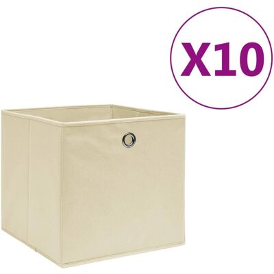 vidaXL 10x Aufbewahrungsboxen Nichtgewebter Stoff Creme - Aufbewahrungsboxen vidaXL 10x Aufbewahrungsboxen Nichtgewebter Stoff Creme - Aufbewahrungsboxen