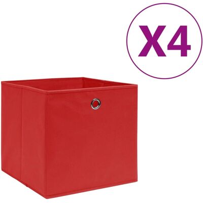 vidaXL Aufbewahrungsboxen 4er Set aus Vliesstoff Rot vidaXL Aufbewahrungsboxen 4er Set aus Vliesstoff Rot
