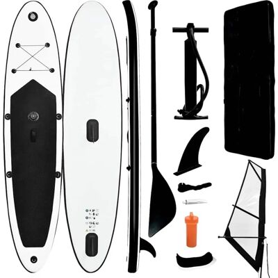 vidaXL Aufblasbares Stand Up Paddleboard mit Segelset Schwarz-Weiß - SUP Board vidaXL Aufblasbares Stand Up Paddleboard mit Segelset Schwarz-Weiß - SUP Board