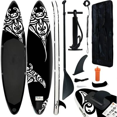 vidaXL Conjunto de prancha de paddle surf inflável 320x76x15 cm preto vidaXL Conjunto de prancha de paddle surf inflável 320x76x15 cm preto