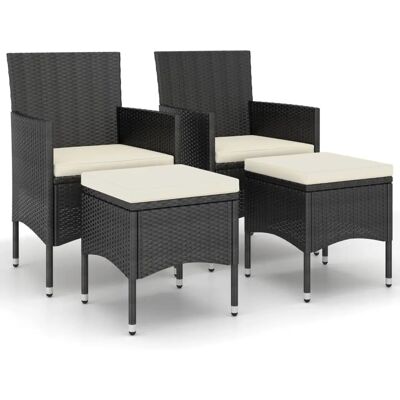 VidaXL Gartenset 4-teilig, Stahl, Kissen, Schwarz VidaXL Gartenset 4-teilig, Stahl, Kissen, Schwarz
