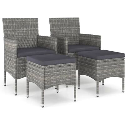 VidaXL 310611 Outdoor Stuhl Terrasse Gepolsteter Sitz Polyester Polyrattan Stahl Creme Weiß - Gartenset VidaXL 310611 Outdoor Stuhl Terrasse Gepolsteter Sitz Polyester Polyrattan Stahl Creme Weiß - Gartenset