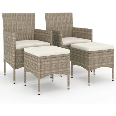 Conjunto de Móveis de Jardim vidaXL - 4 Peças em Rattan e Aço Conjunto de Móveis de Jardim vidaXL - 4 Peças em Rattan e Aço