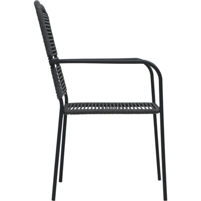 vidaXL Schwarze Baumwollseil Stahl Gartensessel Set - Gartenstühle vidaXL Schwarze Baumwollseil Stahl Gartensessel Set - Gartenstühle