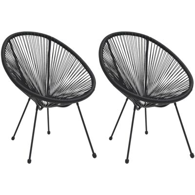 vidaXL Gartenstuhl - Rattan Schwarz - Moon Stühle - 2 Stück vidaXL Gartenstuhl - Rattan Schwarz - Moon Stühle - 2 Stück