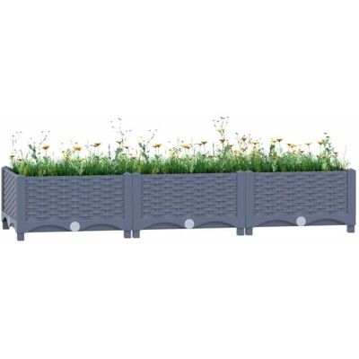 vidaXL Hochbeet 120x40x23 cm Polypropylen Gartenpflanzgefäß Blumenkasten - Garten Pflanzgefäß vidaXL Hochbeet 120x40x23 cm Polypropylen Gartenpflanzgefäß Blumenkasten - Garten Pflanzgefäß