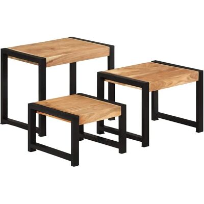 vidaXL 321552 Massief Houten Stapelbare Tafels - Salontafel/Side/End vidaXL 321552 Massief Houten Stapelbare Tafels - Salontafel/Side/End