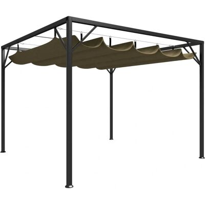 vidaXL Gartengazebo mit ausziehbarem Dach Taupe - Gartenzelt vidaXL Gartengazebo mit ausziehbarem Dach Taupe - Gartenzelt