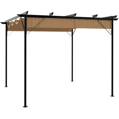 vidaXL Pergola com Teto Retrátil Taupe Aço 3x3m Cobertura de Jardim vidaXL Pergola com Teto Retrátil Taupe Aço 3x3m Cobertura de Jardim