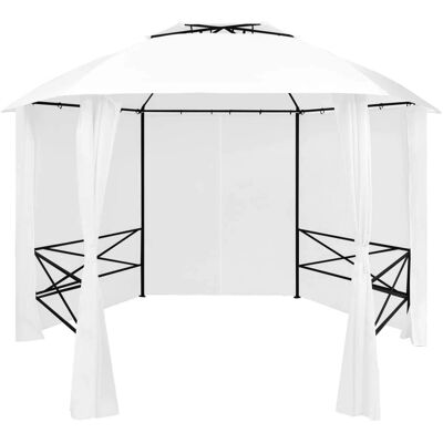 vidaXL Garden Marquee with Curtains - 360x312x265 cm - White - Garden Marquee vidaXL Garden Marquee with Curtains - 360x312x265 cm - White - Garden Marquee