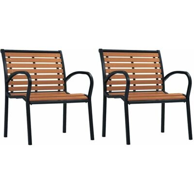 vidaXL 2x Gartensessel Stahl und WPC Schwarz und Braun - Gartensessel vidaXL 2x Gartensessel Stahl und WPC Schwarz und Braun - Gartensessel