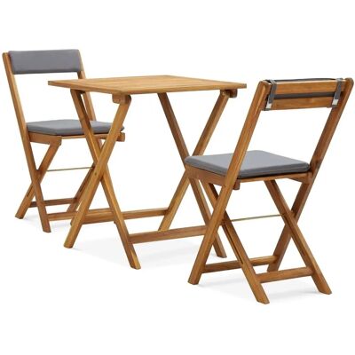 vidaXL 3-tlg. Klappbares Bistro-Set mit Kissen - Holz vidaXL 3-tlg. Klappbares Bistro-Set mit Kissen - Holz